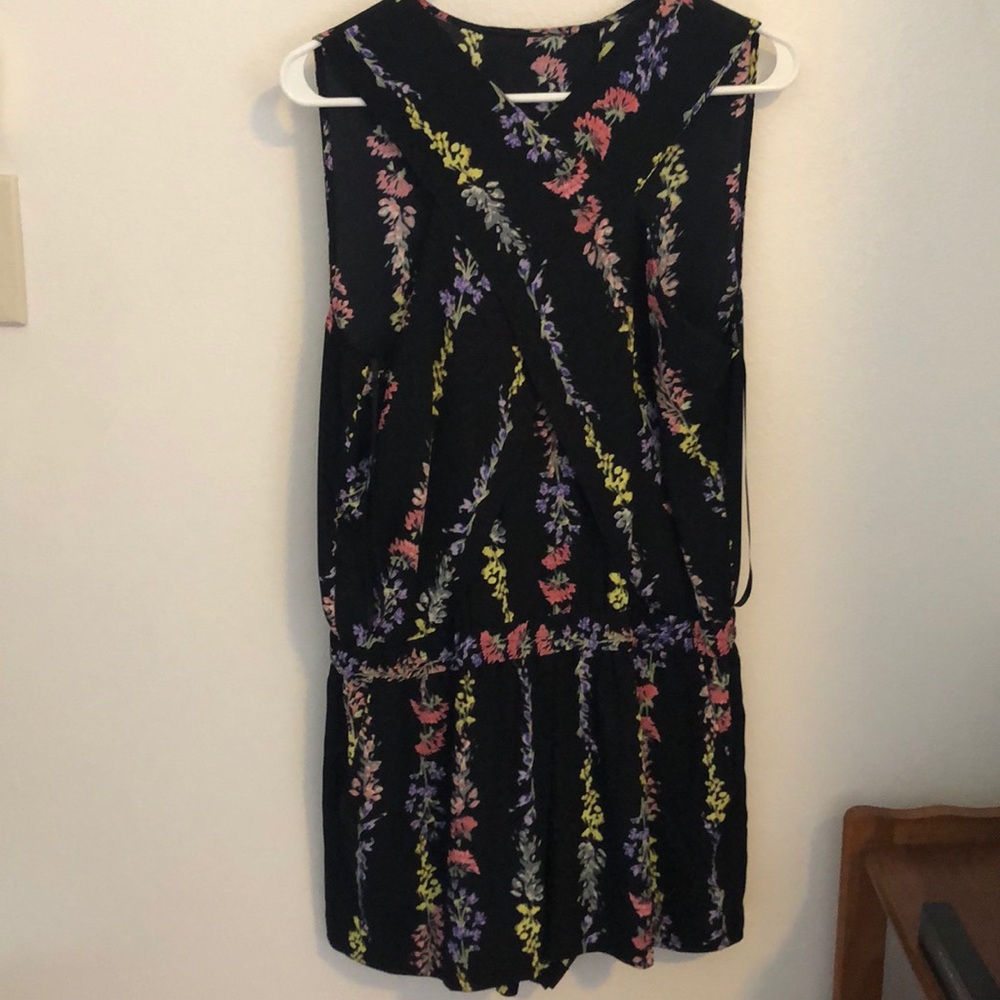 BCBGMaxAzria Black Floral Sleeveless Romper